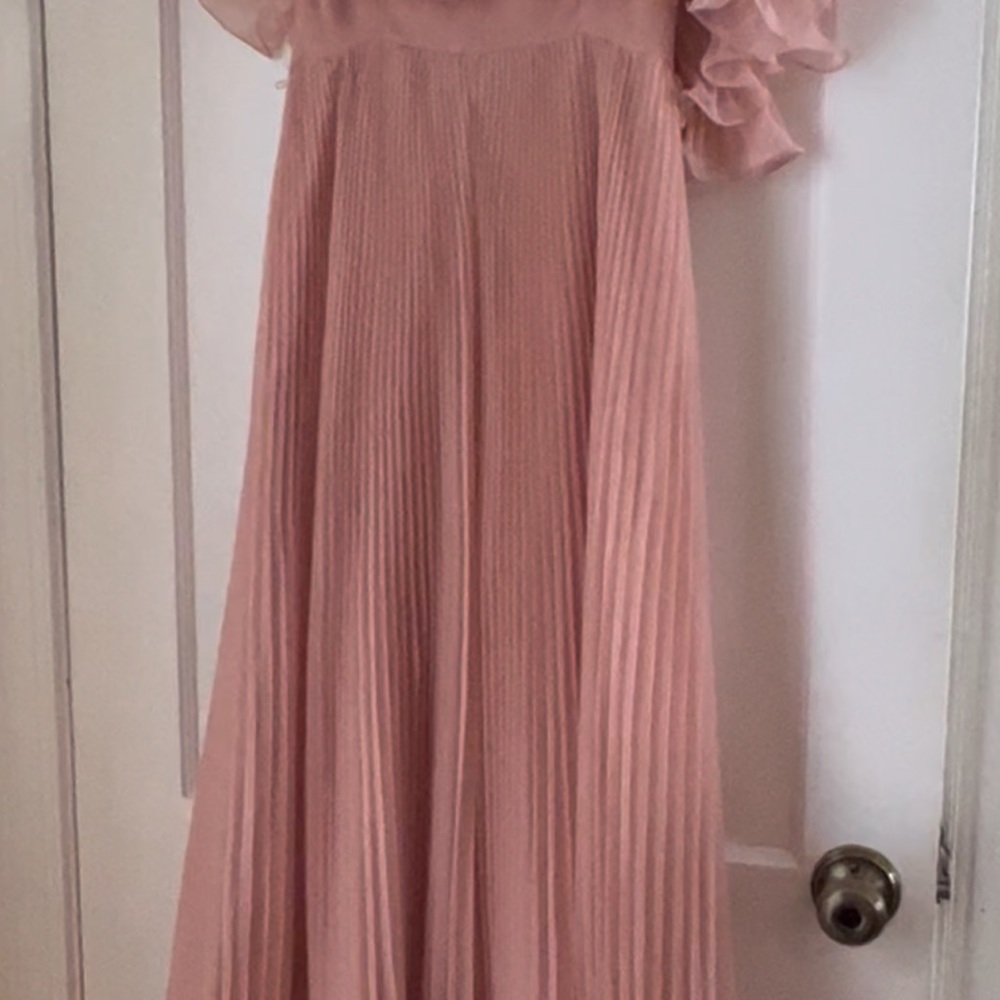 FABULOUS 70s Floaty pleated blush dress by Ms Elliette of California!